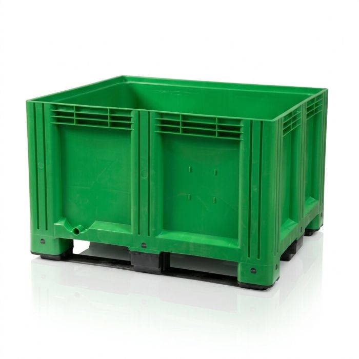 Groene palletbox 120x100x78cm, 3 sleeplatten, inhoud 610 liter, NORAH Plastics Groene palletbox 120x100x78cm, 3 sleeplatten, inhoud 610 liter, NORAH Plastics
