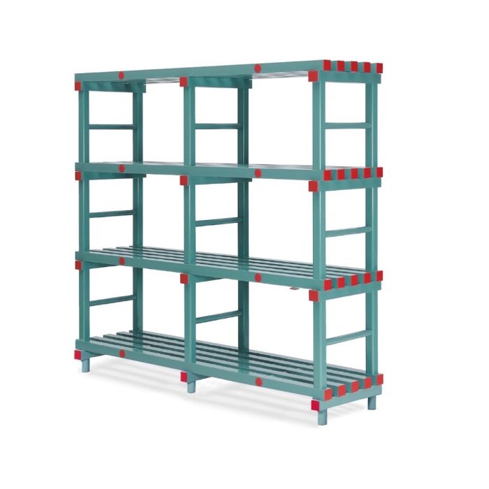 Kunststof stelling, 200x40x182cm, 4 Schappen, NORAH Plastics Kunststof stelling, 200x40x182cm, 4 Schappen, NORAH Plastics