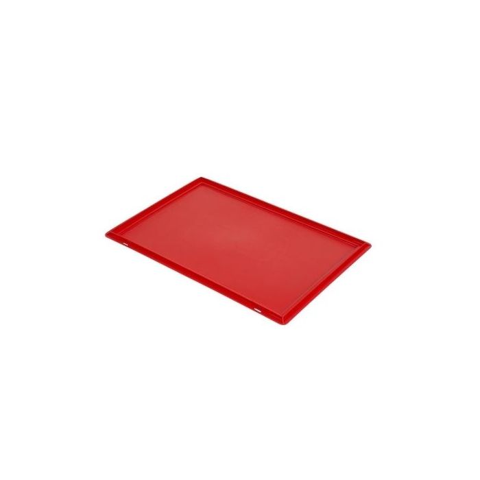 Vlakke deksel voor stapelbak 60x40cm, rood, PP, NORAH Plastics