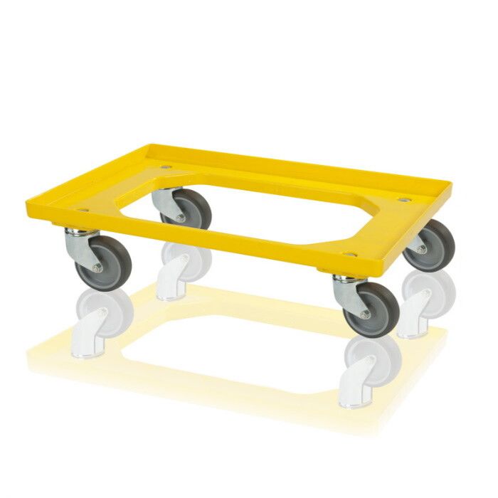 Rolplateau kratten trolley, CBL Dolly, Euronorm stapelbakken, Geel, NORAH Plastics Rolplateau kratten trolley, CBL Dolly, Euronorm stapelbakken, Geel, NORAH Plastics