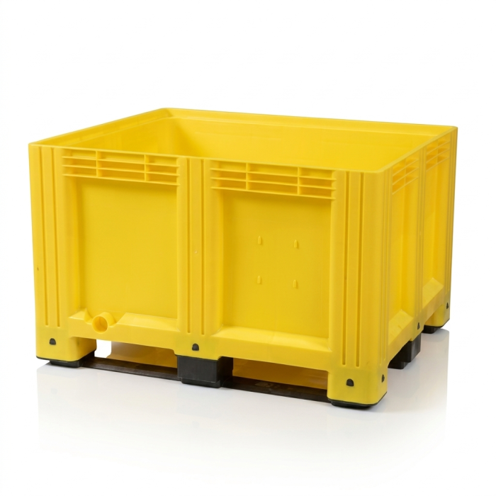 Gele palletbox, 120x100x790mm, inhoud 610 liter, 3-sleeplatten, NORAH Plastics Gele palletbox, 120x100x790mm, inhoud 610 liter, 3-sleeplatten, NORAH Plastics