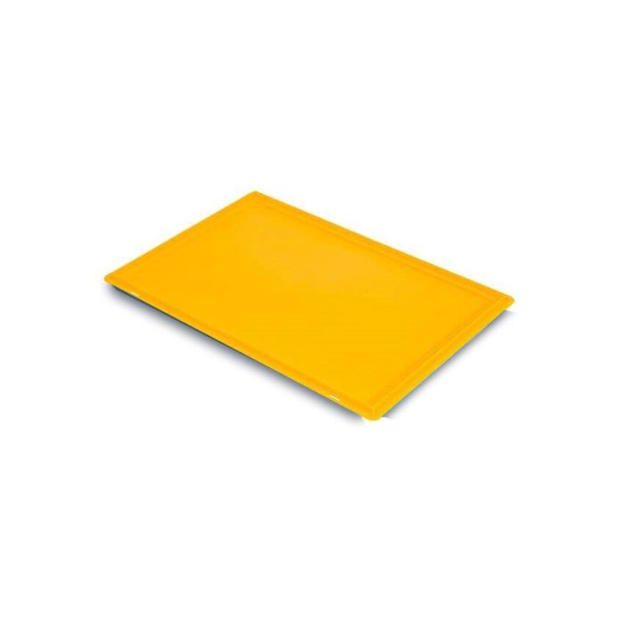 Vlakke deksel voor stapelbak 60x40cm, geel, PP, NORAH Plastics