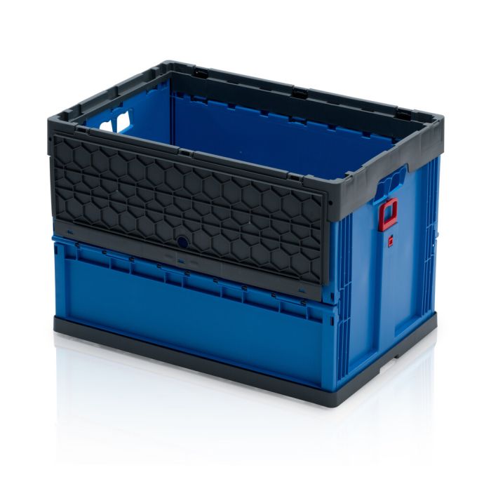 Opvouwbare bak met deksel 60x40x42mm , inhoud 78 liter, Gesloten, Blauw, NORAH Plastics Opvouwbare bak met deksel 60x40x42mm , inhoud 78 liter, Gesloten, Blauw, NORAH Plastics
