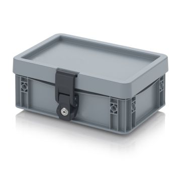 Afsluitbare bak 30x20x13cm, sleutelslot, stapelbaar met omlopende rubber afdichtingsring, PP, NORAH Plastics
