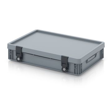 Afsluitbare bak 60x40x13,5cm, sleutelslot, stapelbaar met omlopende rubber afdichtingsring, PP, NORAH Plastics

