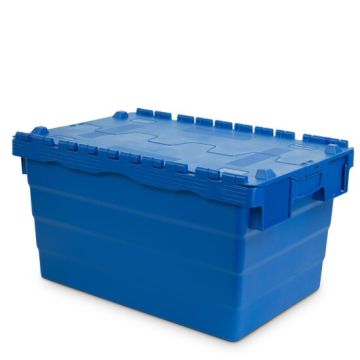 Logistieke Kist met deksel 60x40x32cm, Blauw, NORAH Plastics