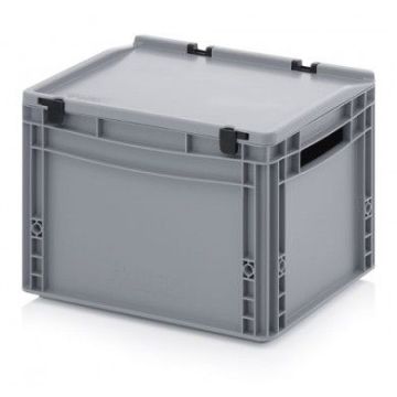 Stapelbak met klapdeksel 40x30x28,5cm, inhoud 26 liter, NORAH Plastics