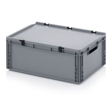 Stapelbak met klapdeksel 60x40x23,5cm, inhoud 45 liter, NORAH Plastics