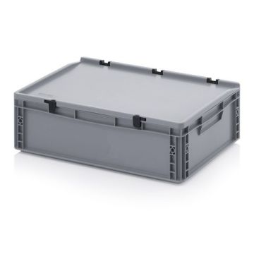 Stapelbak met klapdeksel 60x40x18,5cm, inhoud 35 liter, NORAH Plastics