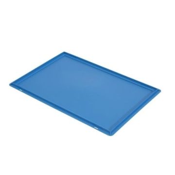 Vlakke deksel voor stapelbak 40x30cm, blauw, PP, NORAH Plastics