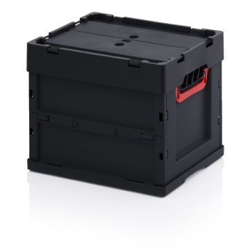 ESD vouwbak met deksel 40x30x32cm, inhoud 29 liter