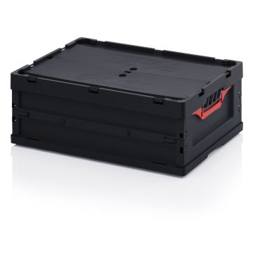 ESD vouwbak met deksel 60x40x22cm, inhoud 42 liter