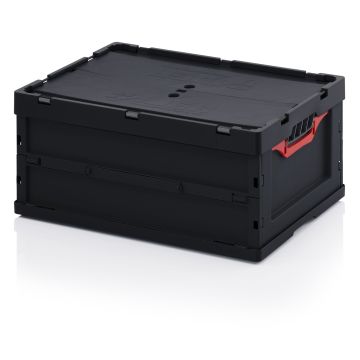 ESD vouwbak met deksels 60x40x27cm, inhoud 52 liter
