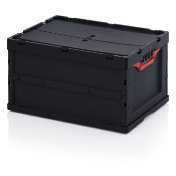 ESD vouwbak met deksel 60x40x32cm, inhoud 62 liter
