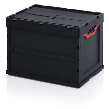 ESD vouwbak met deksel 60x40x42cm, inhoud 83 liter