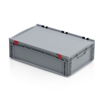 Stapelbak met klapdeksel 60x40x18,5cm, inhoud 35 liter, NORAH Plastics