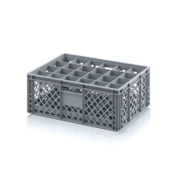 Glazenbak met 24 vakverdeler PP - Grijs, NORAH Plastics