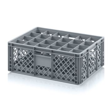 Glazenkrat 60x40x17cm, incl. 12 vaks bodem en topverdeling, NORAH Plastics