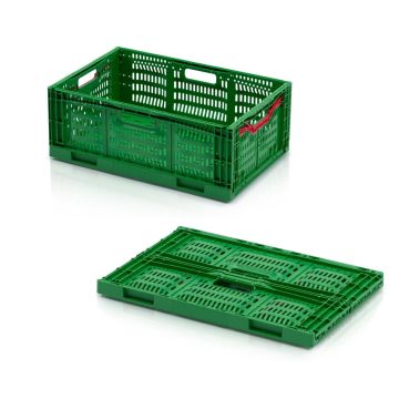 Klapkrat Distri-Box, 60x40x22cm, Groen, PP, NORAH Plastics