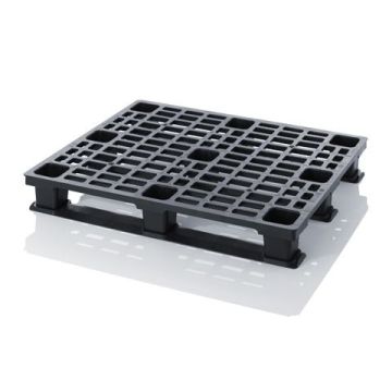 Export pallets met sleeplatten, 120x100x15cm, Zwart, NORAH Plastics