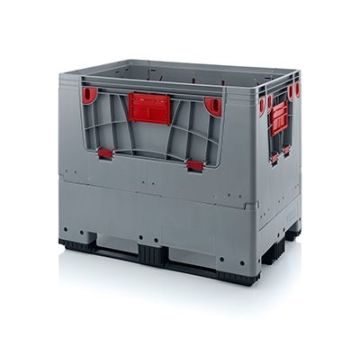 Palletboxen met laadkleppen, 120x80x100cm, 3 sleeplatten, inhoud 700 liter, NORAH Plastics