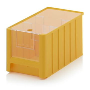Magazijnbak 35x21x20cm, inhoud 11,7 liter met insteekvenster, deksel en 2 verdeelschotten