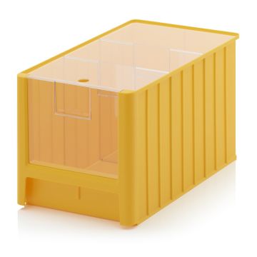 Magazijnbak 50x31x30cm, inhoud 38,2 liter met insteekvenster, deksel en 2 verdeelschotten