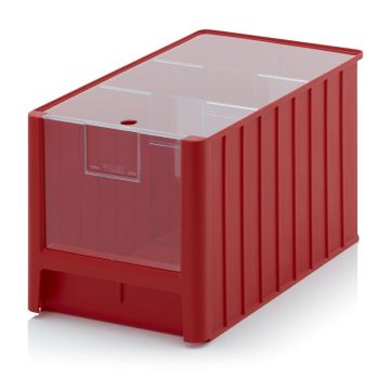 Magazijnbak 50x31x30cm, inhoud 38,2 liter met insteekvenster, deksel en 2 verdeelschotten