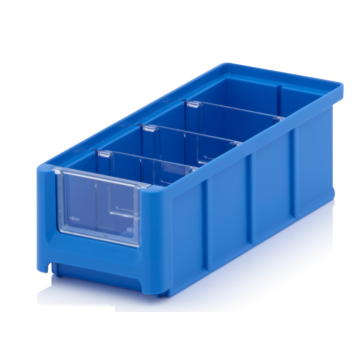 Magazijnbak 	22x10,2x7,5cm, inhoud 1,08 liter met 3 dwarsverdeelschotten en insteekzichvenster