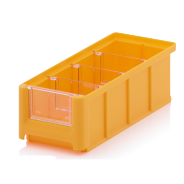 Magazijnbak 	22x10,20x7,5 cm, inhoud 1,08 liter met 3 dwarsverdeelschotten en insteekzichvenster
