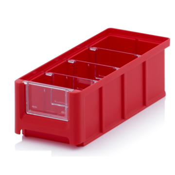 Magazijnbak 	22x10,2x7,5 cm, inhoud 1,08 liter met 3 dwarsverdeelschotten en insteekzichvenster