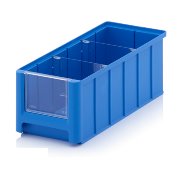 Magazijnbak 32,5x15x12,5 cm, inhoud 4,5 liter met 2 dwarsverdeelschotten en insteekzichvenster