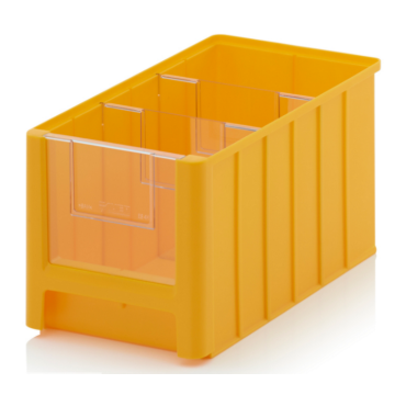 Magazijnbak 35x21x20cm, inhoud 11,7 liter met 2 dwarsverdeelschotten en insteekzichvenster
