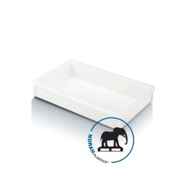 Gladde stapelbakken, 58x36x10cm, Wit, Inhoud 15 liter, NORAH Plastics