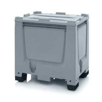 Palletbox met klapdeksel 80x60x79cm, 4 poten, inhoud 250 liter