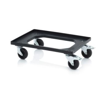 ESD dollie met rem, 4 zwenkwielen en rubberen wielen, NORAH Plastics