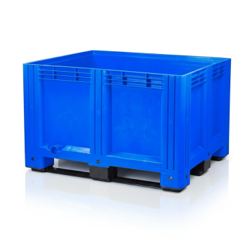 Palletbox blauw, 120x100x790mm, inhoud 610 liter, 3-sleeplatten, NORAH Plastics