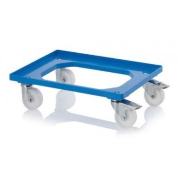 Dollie met rem 4 zwenkgaffels en nylon wielen, NORAH Plastics