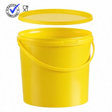 Emmer met deksel, geel, inhoud 10,8 liter