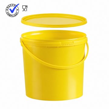 Emmer met deksel, geel, inhoud 5,5 liter