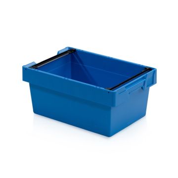 Stapelbak met klapbeugels 60x40x27cm, inhoud 45 liter, NORAH Plastics