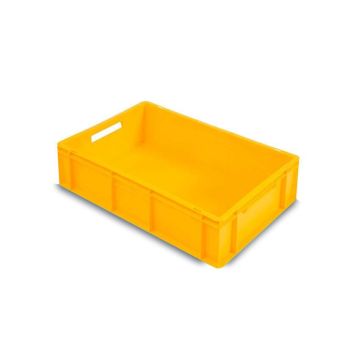 Gele Stapelbak 60x40x17cm, Gesloten, inhoud 33 liter, PP, NORAH Plastics
