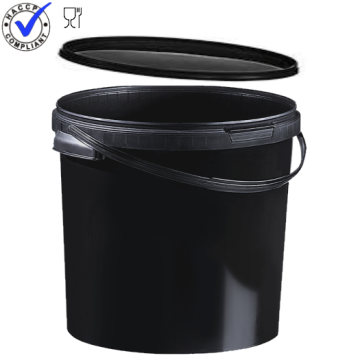 Zwarte Emmer met deksel, inhoud 20 liter, NORAH Plastics