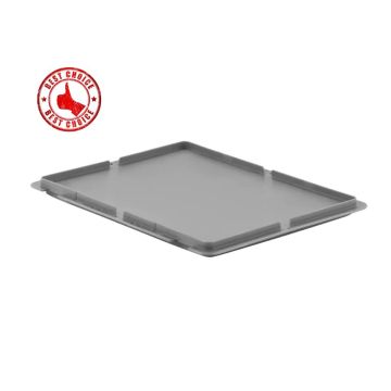 Vlakke deksel, 60x40cm, voor euronorm stapelbakken, 60x40cm, PP, Grijs, NORAH Plastics