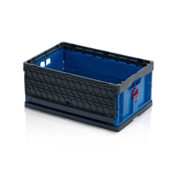 Vouwbak met deksel 60x40x27cm, inhoud 48 liter, Blauw, NORAH Plastics