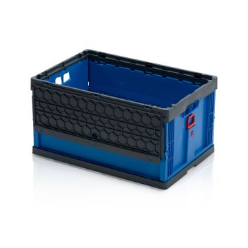 Vouwbak met deksel 60x40x32cm, inhoud 58 liter, Blauw, NORAH Plastics