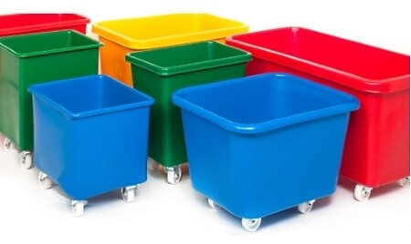 Verrijdbare bakken, rechthoekige bakken op wielen voor veelzijdig gebruik