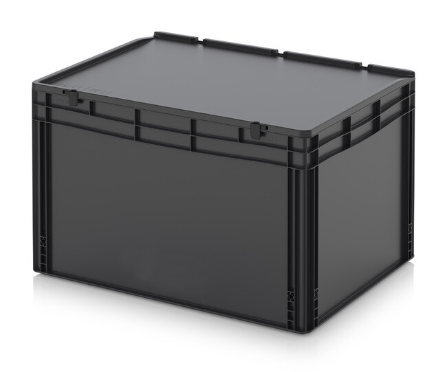 ESD-stapelbox-met-klapdseksel-80x60x52cm-Zwart-NORAH-Plastics