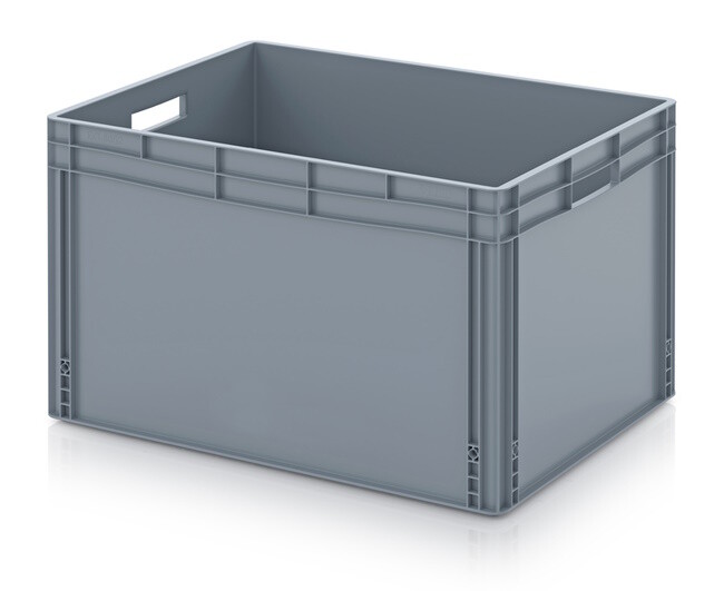 Kunststof stapelbox,80x60x52cm, Inhoud 228 liter, Open handgrepen