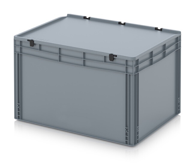 Stapelbox met klapdeksel, 80x60x52cm, Inhoud 228 liter, Kleur Grijs